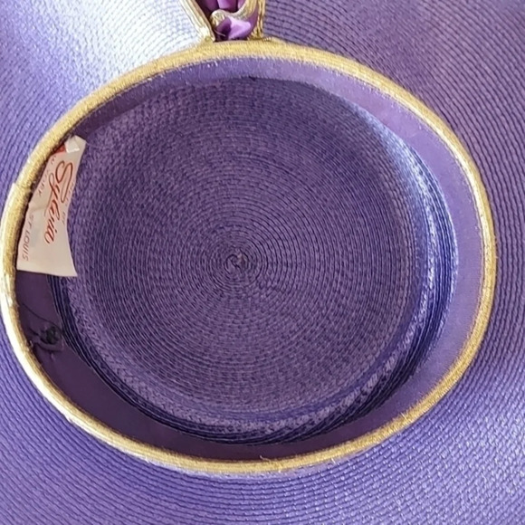 Vintage Sylvia Purple Gold Unique Woven Hat - Picture 5 of 9